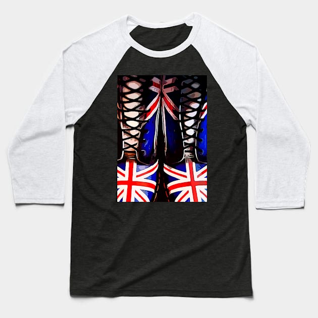 Union Jack Flag Doc Martens Baseball T-Shirt by CACreative